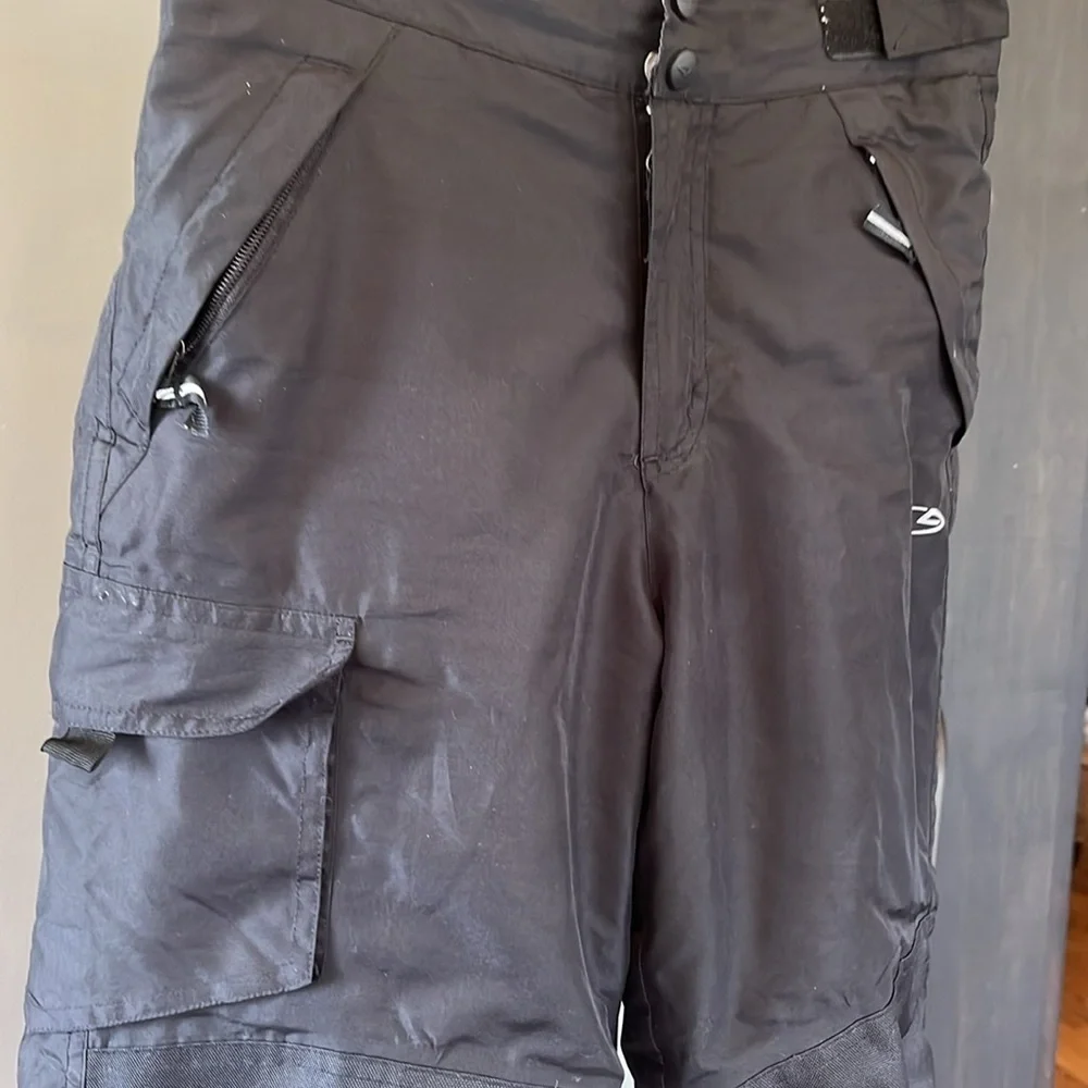 🥑Champion snowboarding ski snow pants black adjustable waist cargo medium 8-10